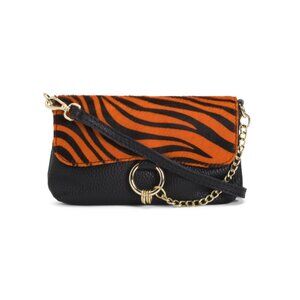 GAVE LUX  Italy Leather Leopard G Pochette Flap Over Ring Crossbody